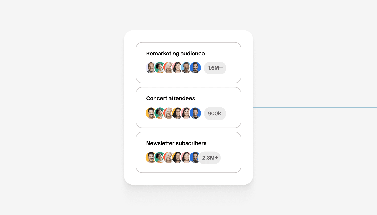 An illustration of three audience groups for Remarketing, Concert Attendees, and Newsletter Subscribers.