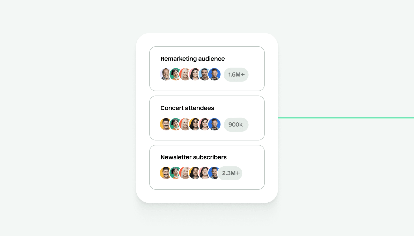 An illustration of three audience groups for Remarketing, Concert Attendees, and Newsletter Subscribers.
