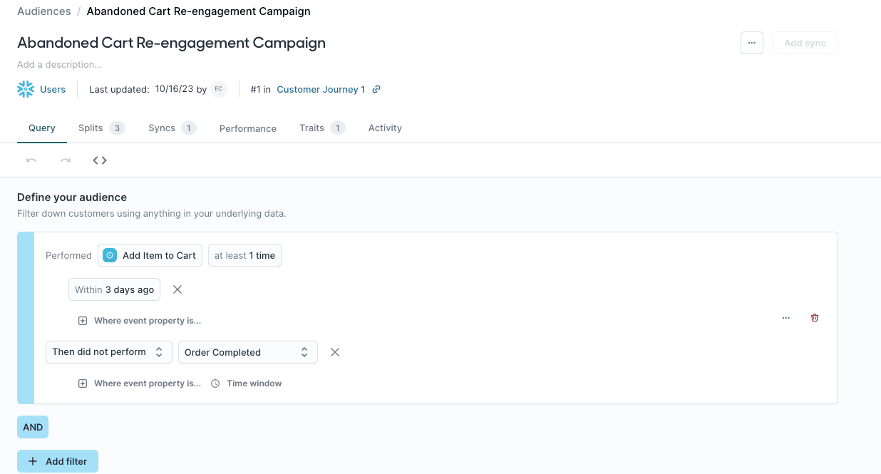 Image of creating a custom audience in Hightouch Customer Studio