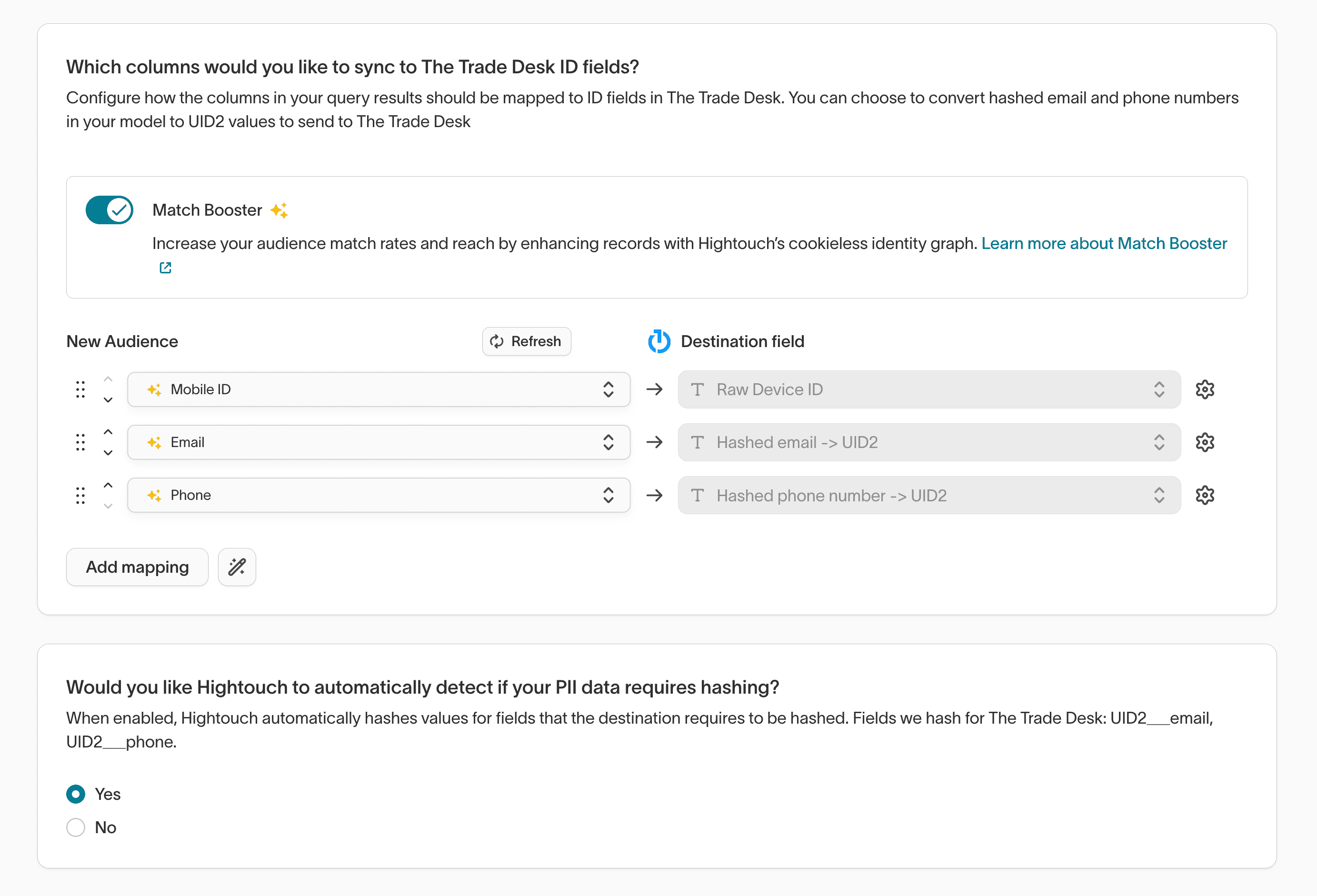 Match Booster field configuration to The Trade Desk with ID Express