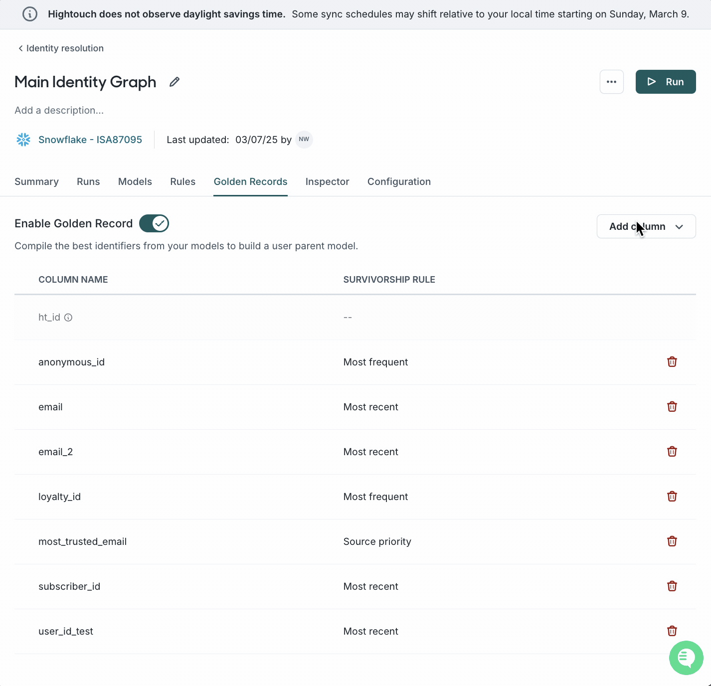 Configure identifier rules with Golden Record