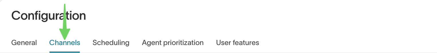 Channels tab in configuration UI