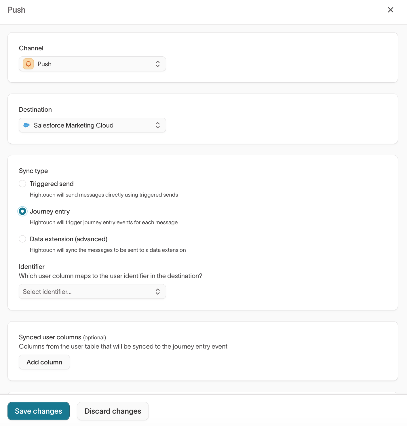 Push channel - Journey entry
