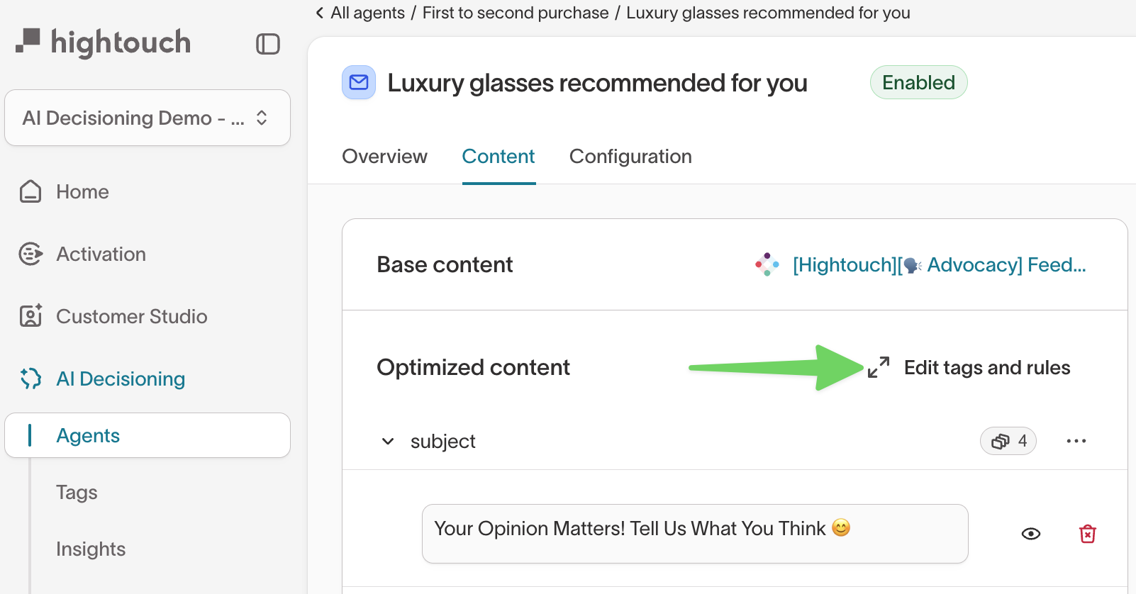 Expand tags and rules interface
