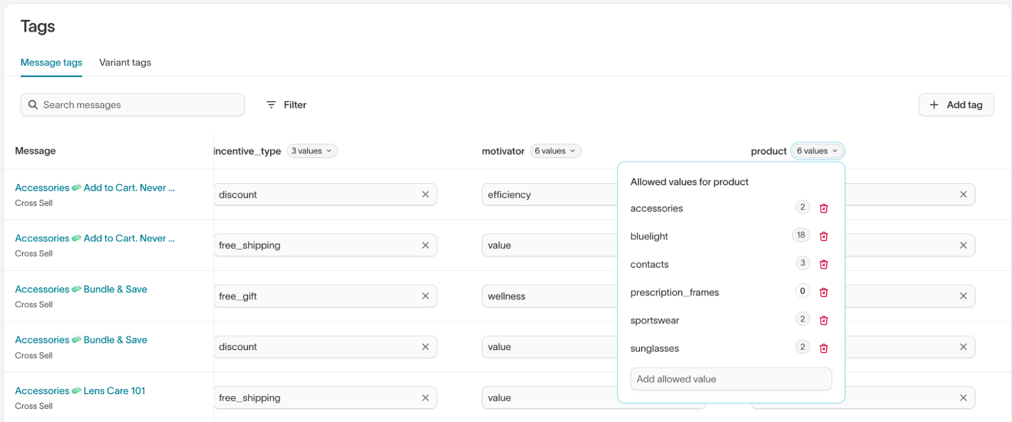 Product key value examples