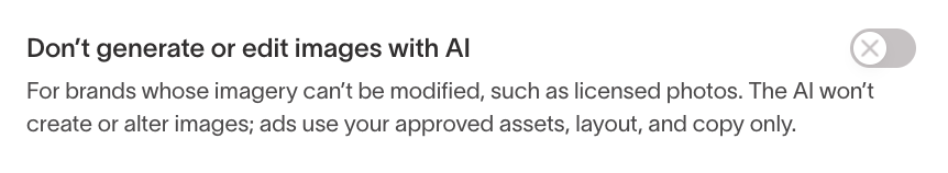 Don't generate or edit images with AI toggle