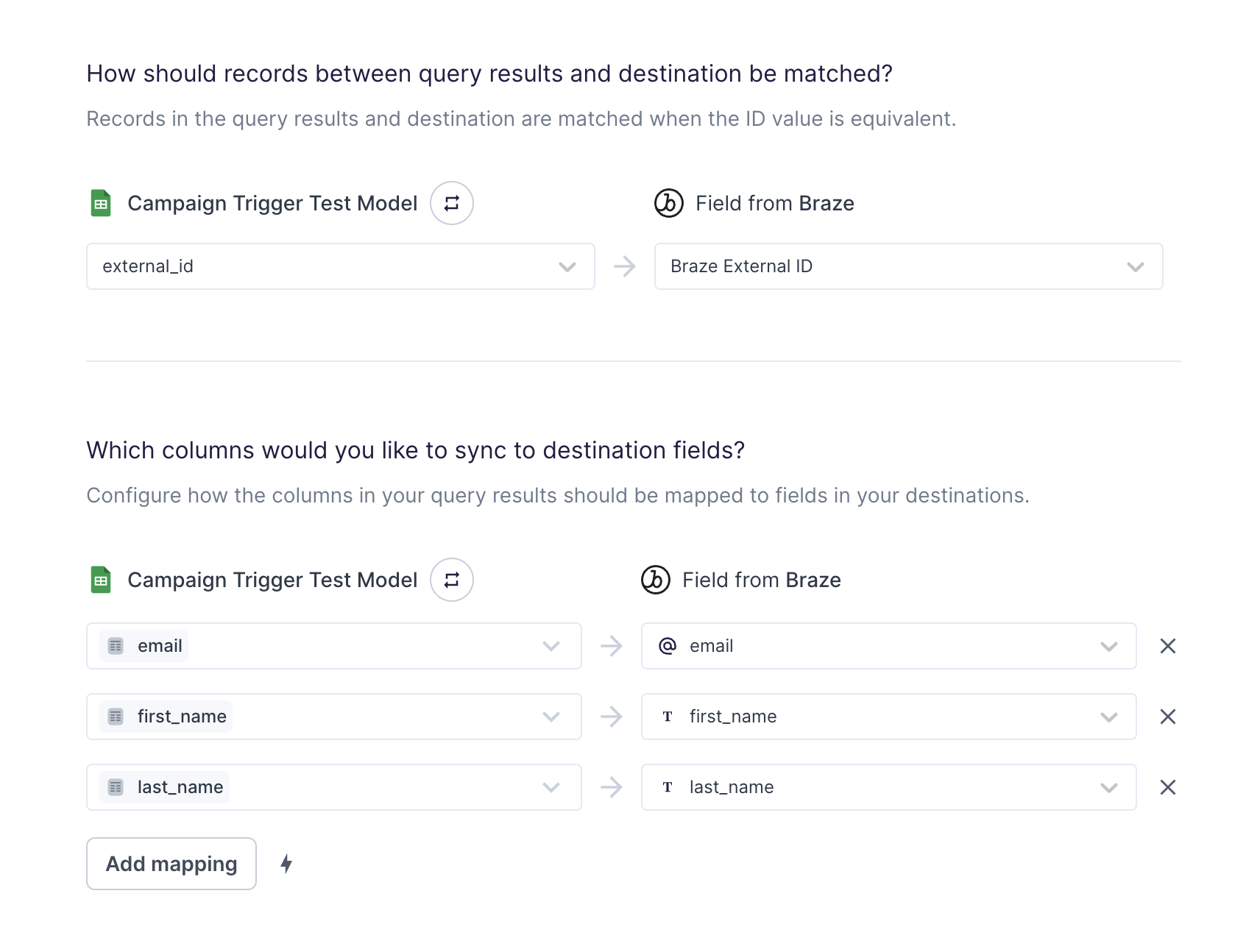 Syncing information from Google Sheet to Braze using Hightouch