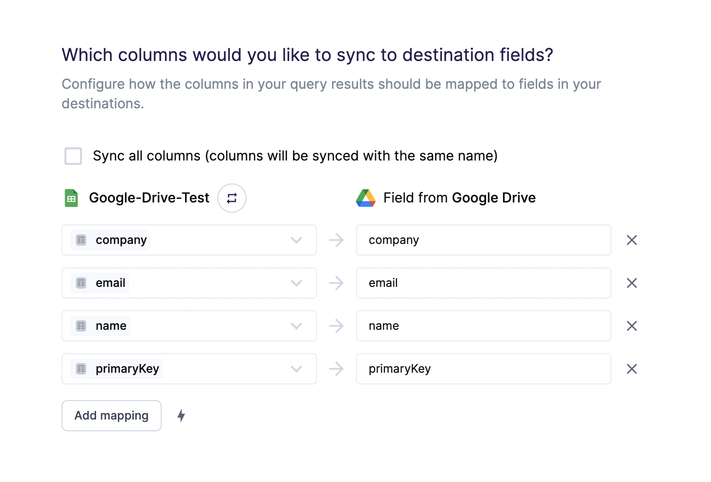 Exporting and remapping select columns in your model