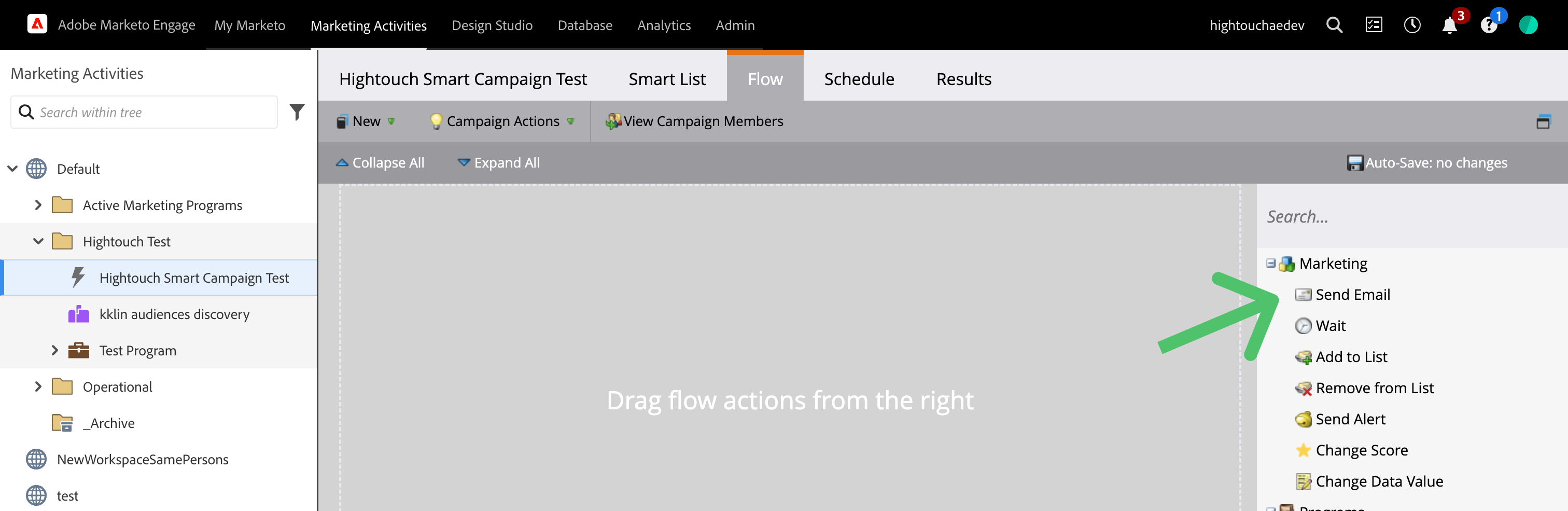 Flow setup in the Marketo UI