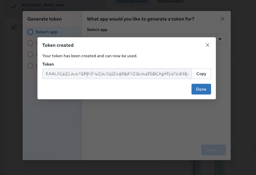 Screenshot of the Meta Business account UI