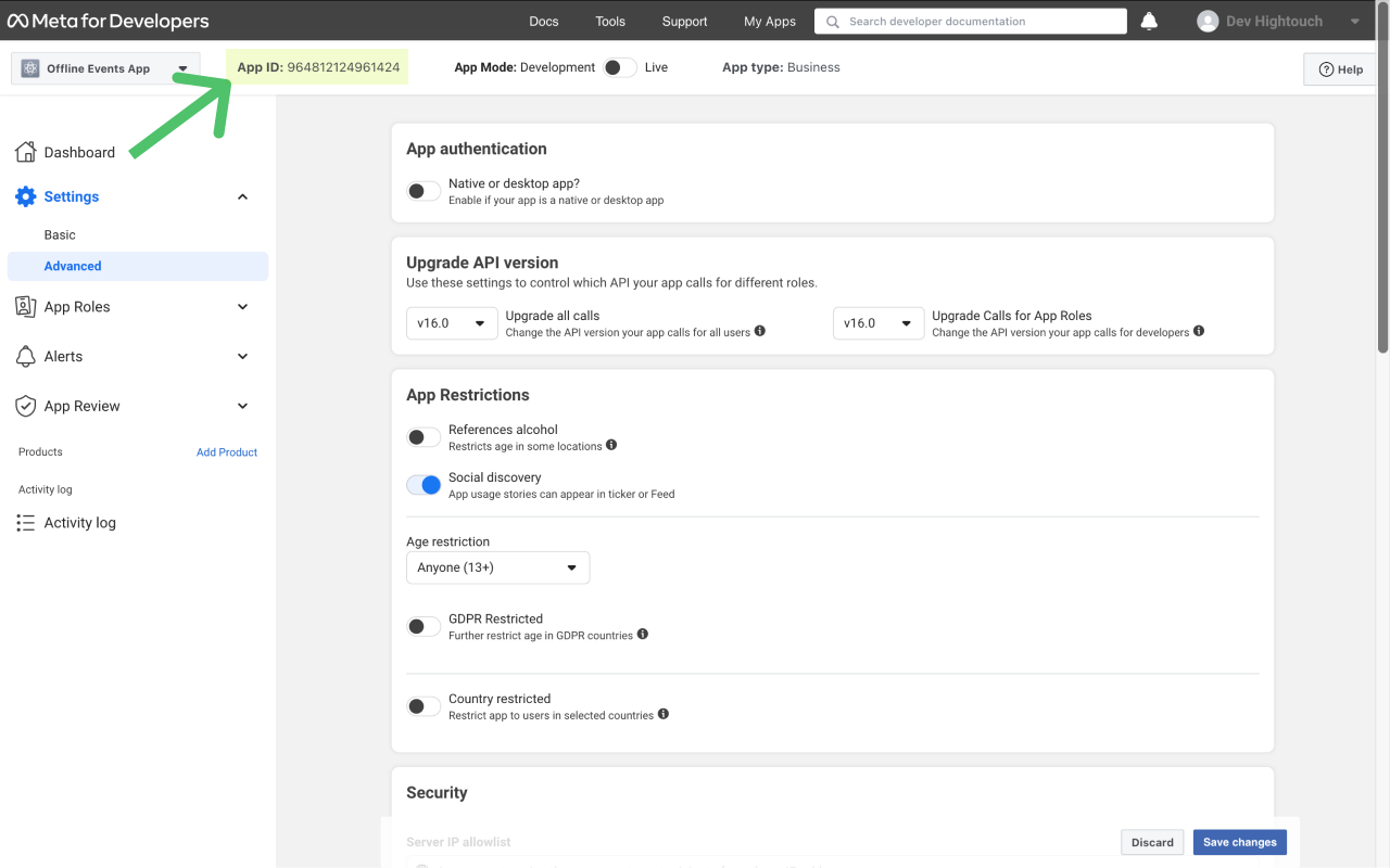 App creation in Meta