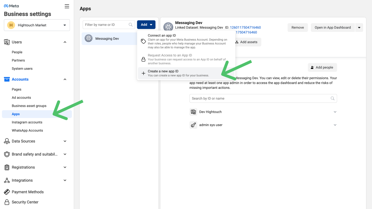 App creation in Meta