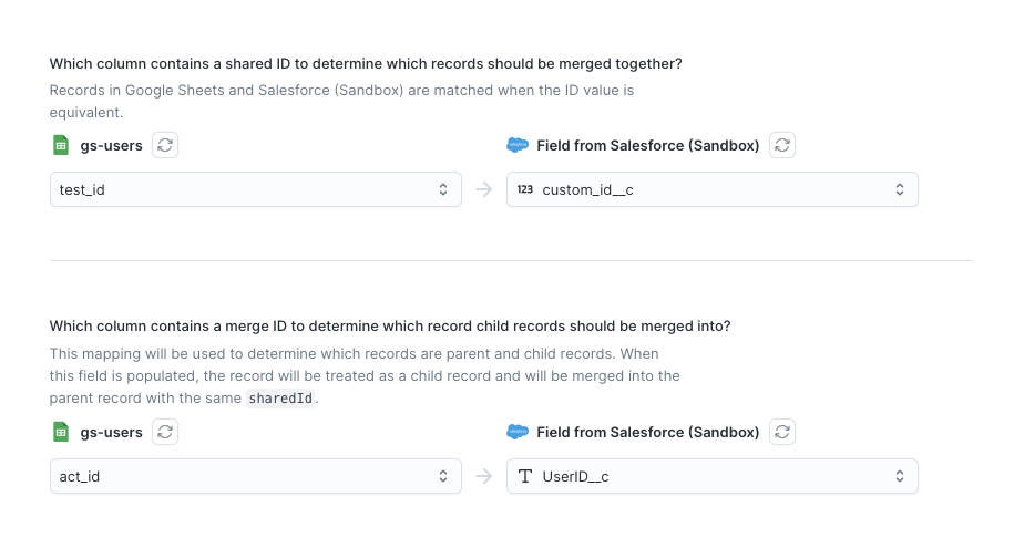 Merge settings in the Hightouch UI