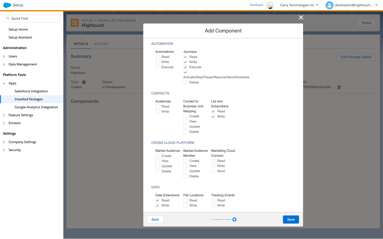 Package configuration in SFMC