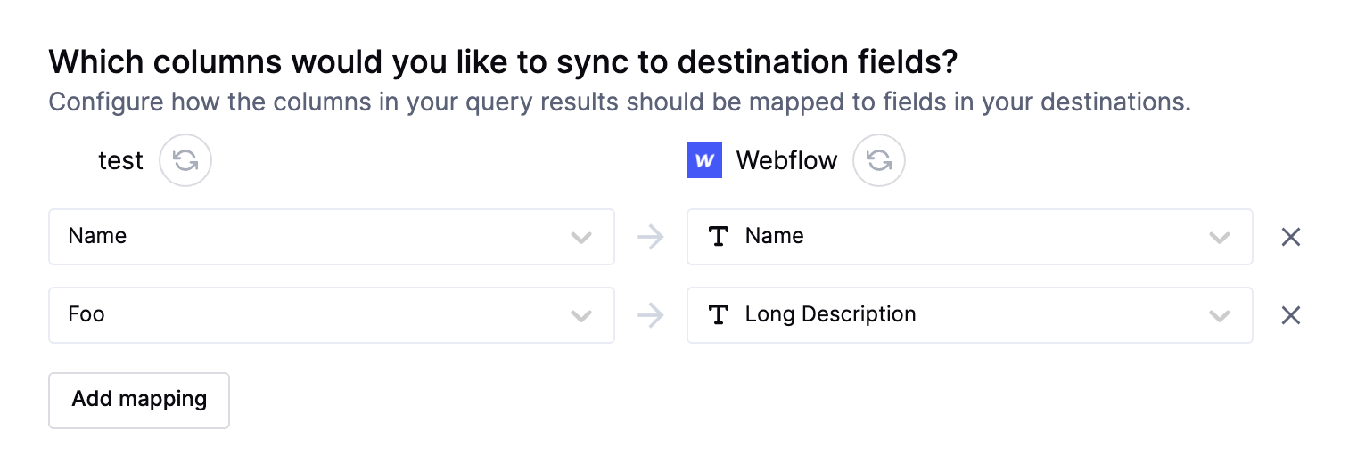 Webflow field mapping