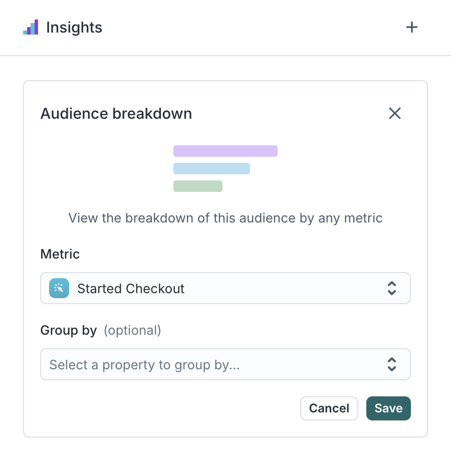 Leaving group by empty for audience breakdown in the Hightouch UI