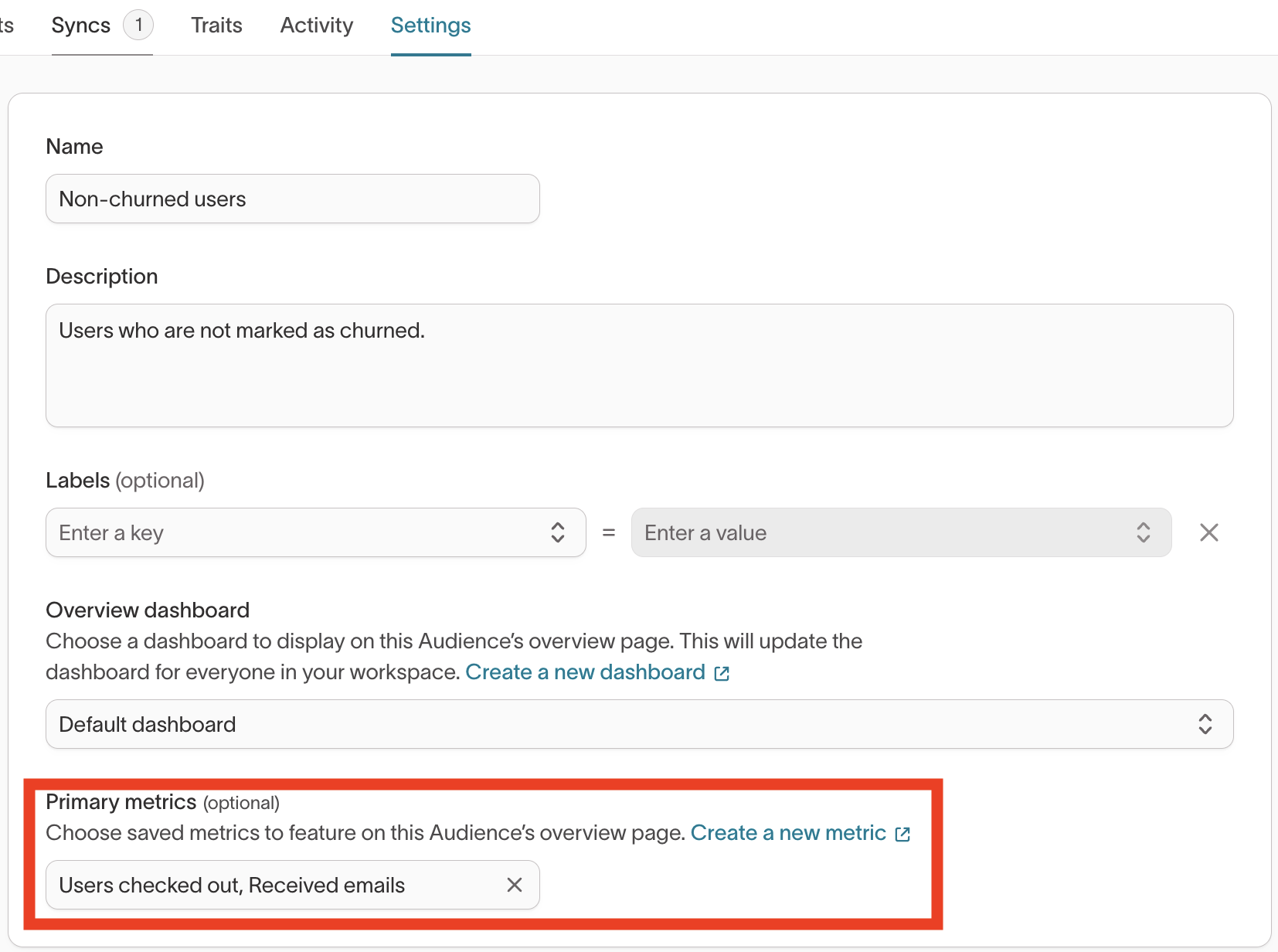 Primary metric selection