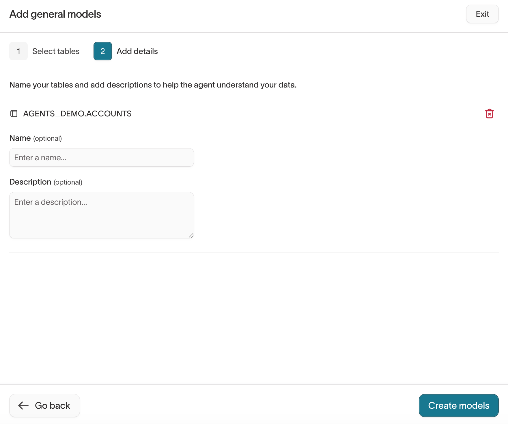 Add general models wizard — add details step
