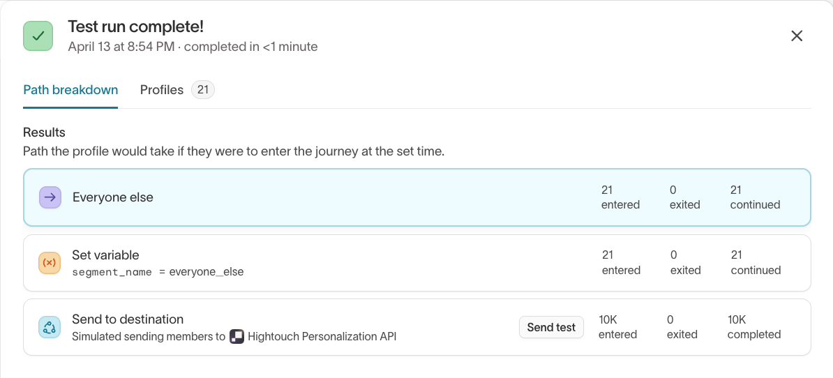 Run test through simulation
