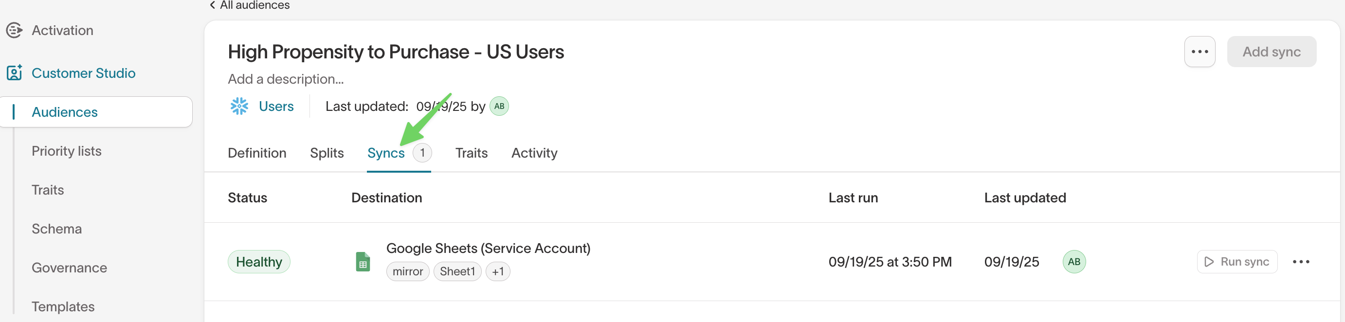 Sync configuration with predictive scores