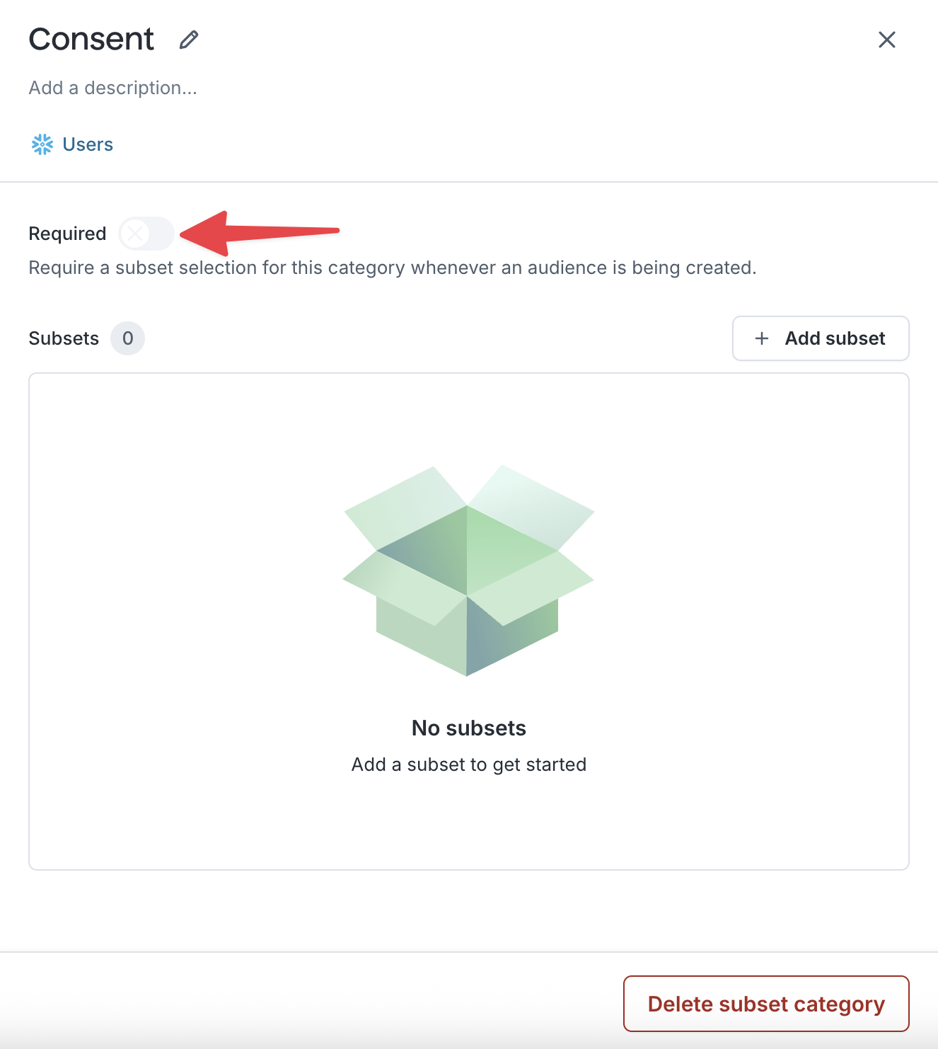 Toggle required category
