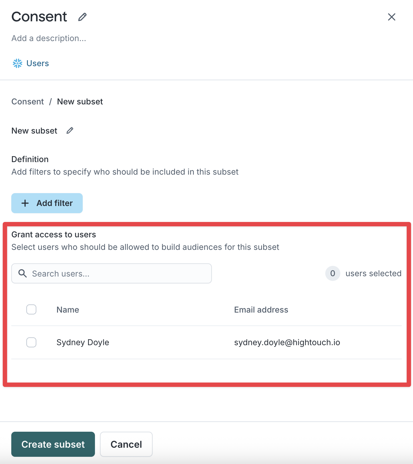 Review subsets and users
