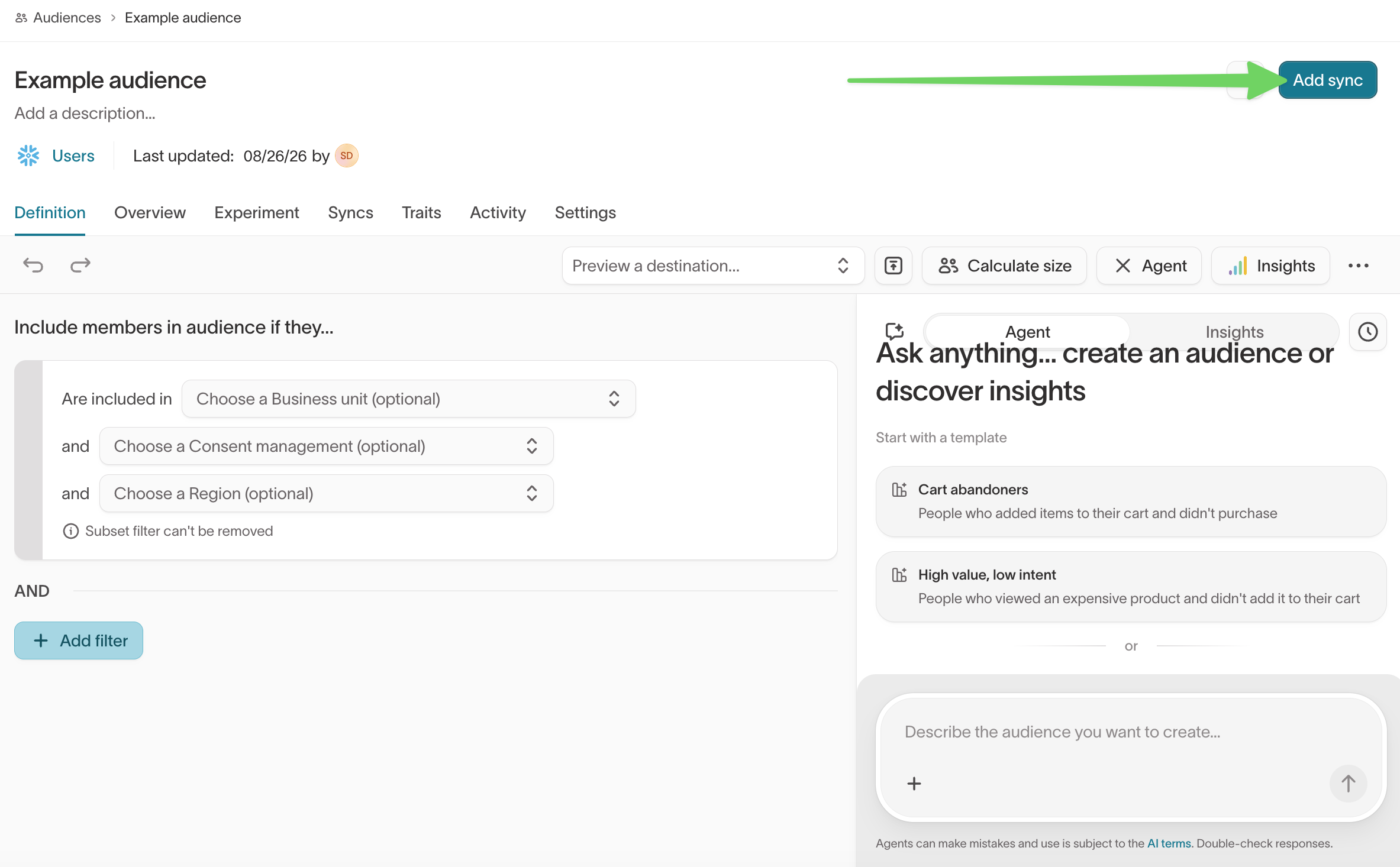 Add sync to an audience