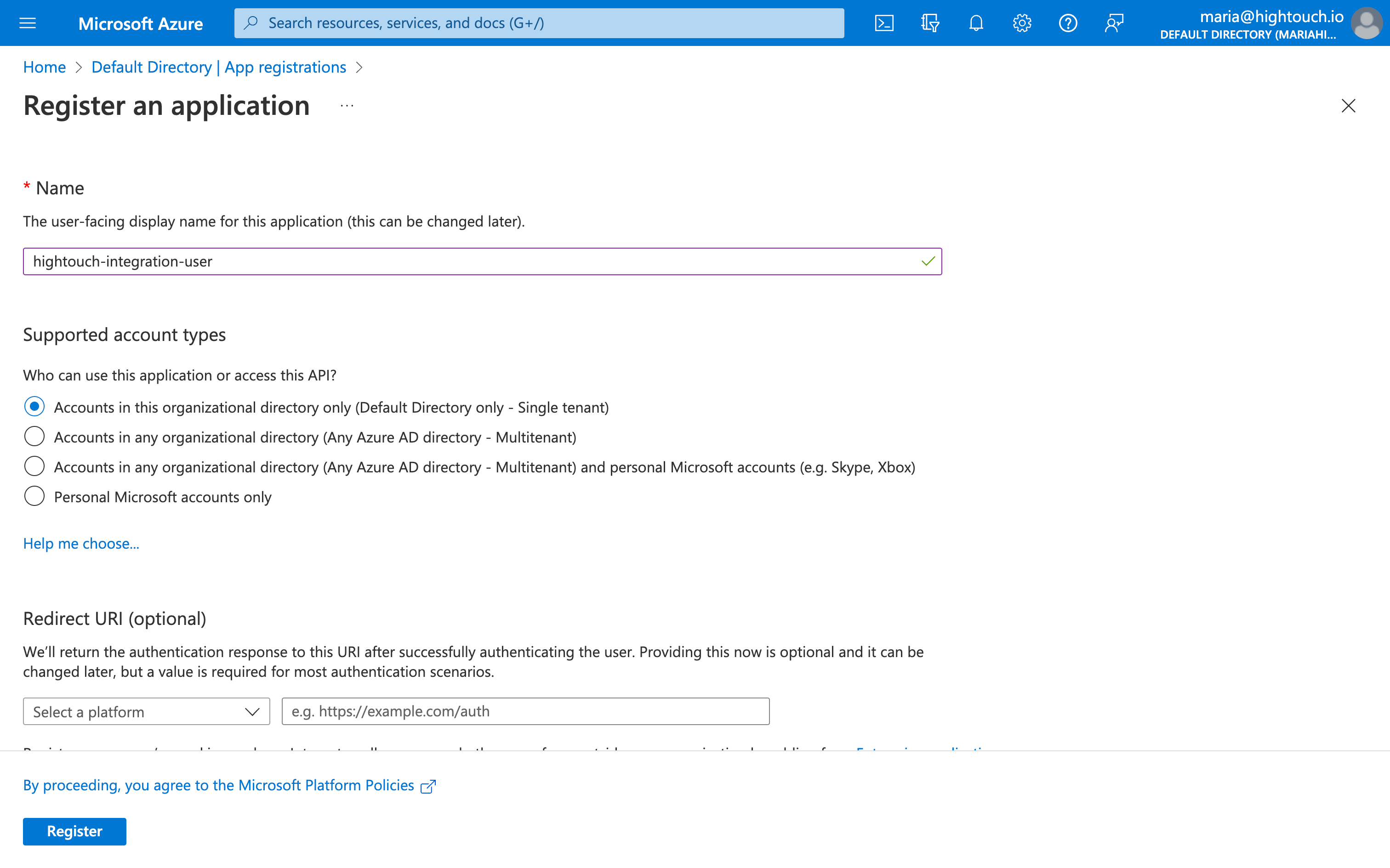 Azure Portal screenshot