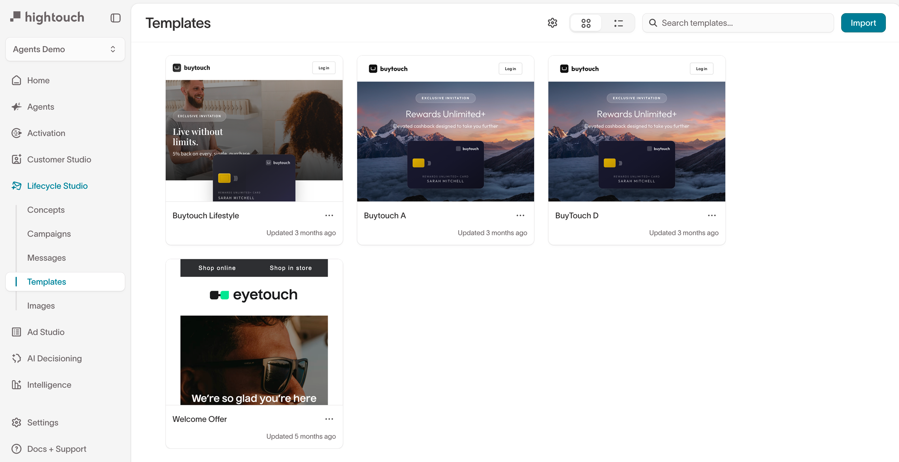 Templates grid view