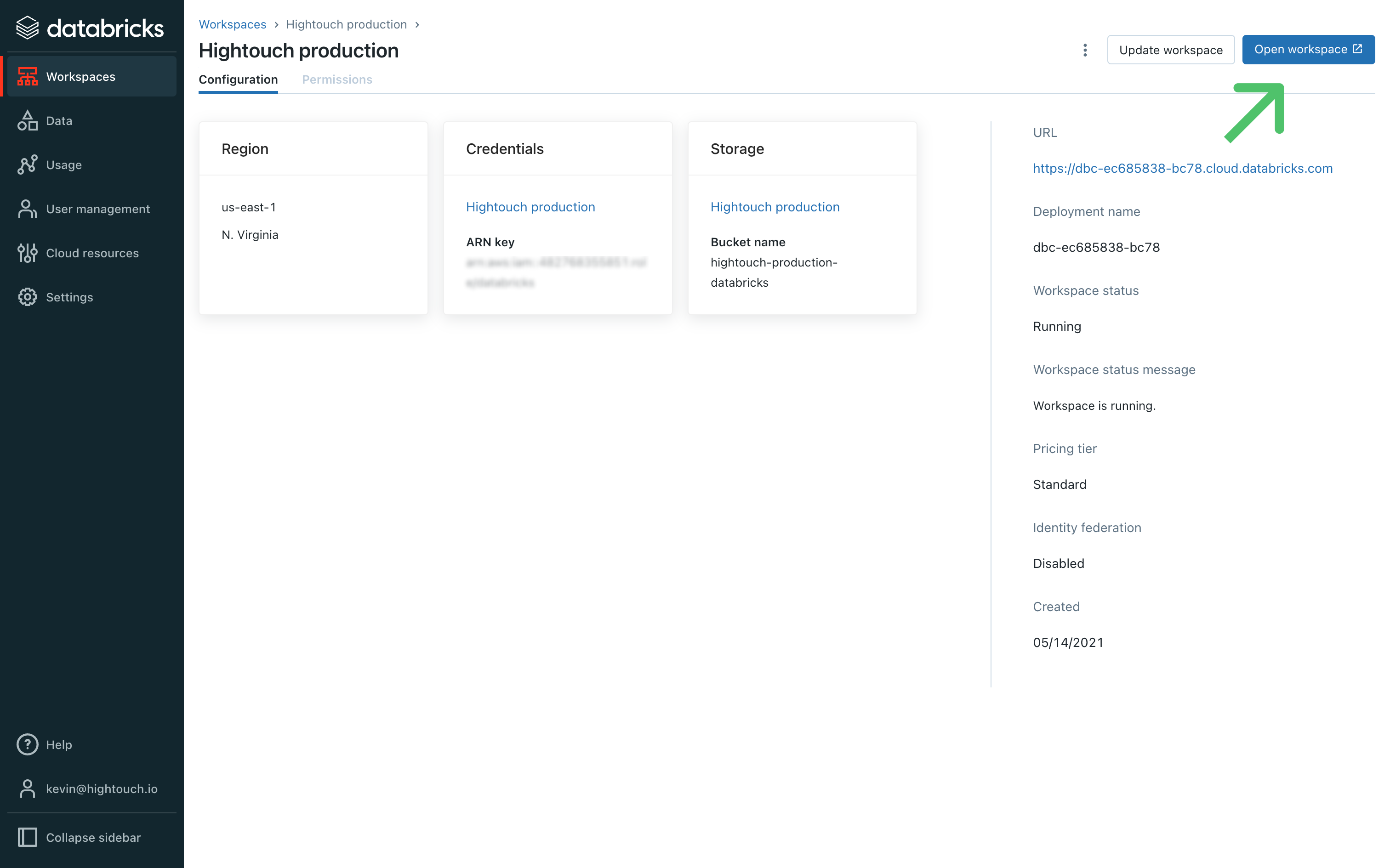 Databricks workspace settings