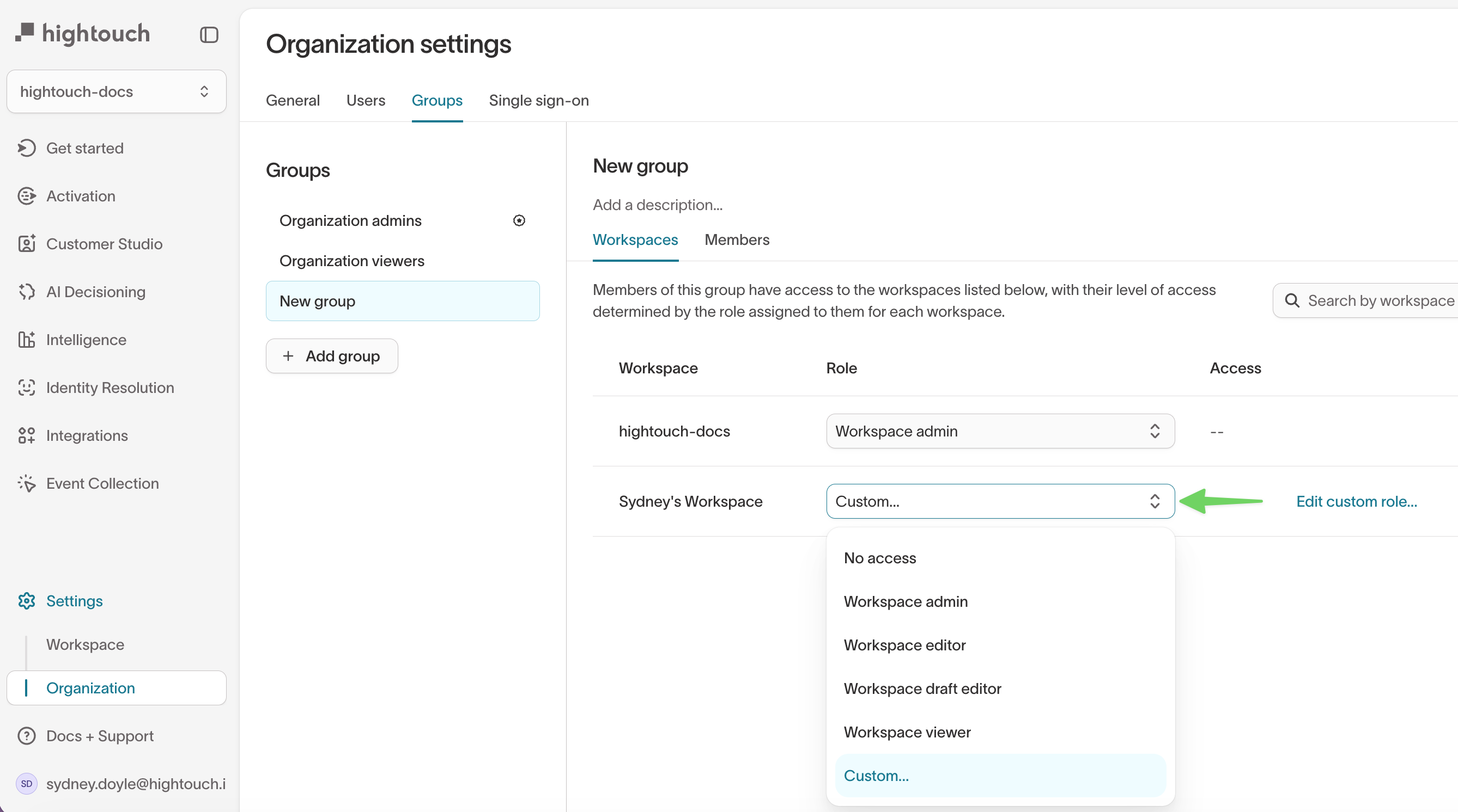 Custom role selection