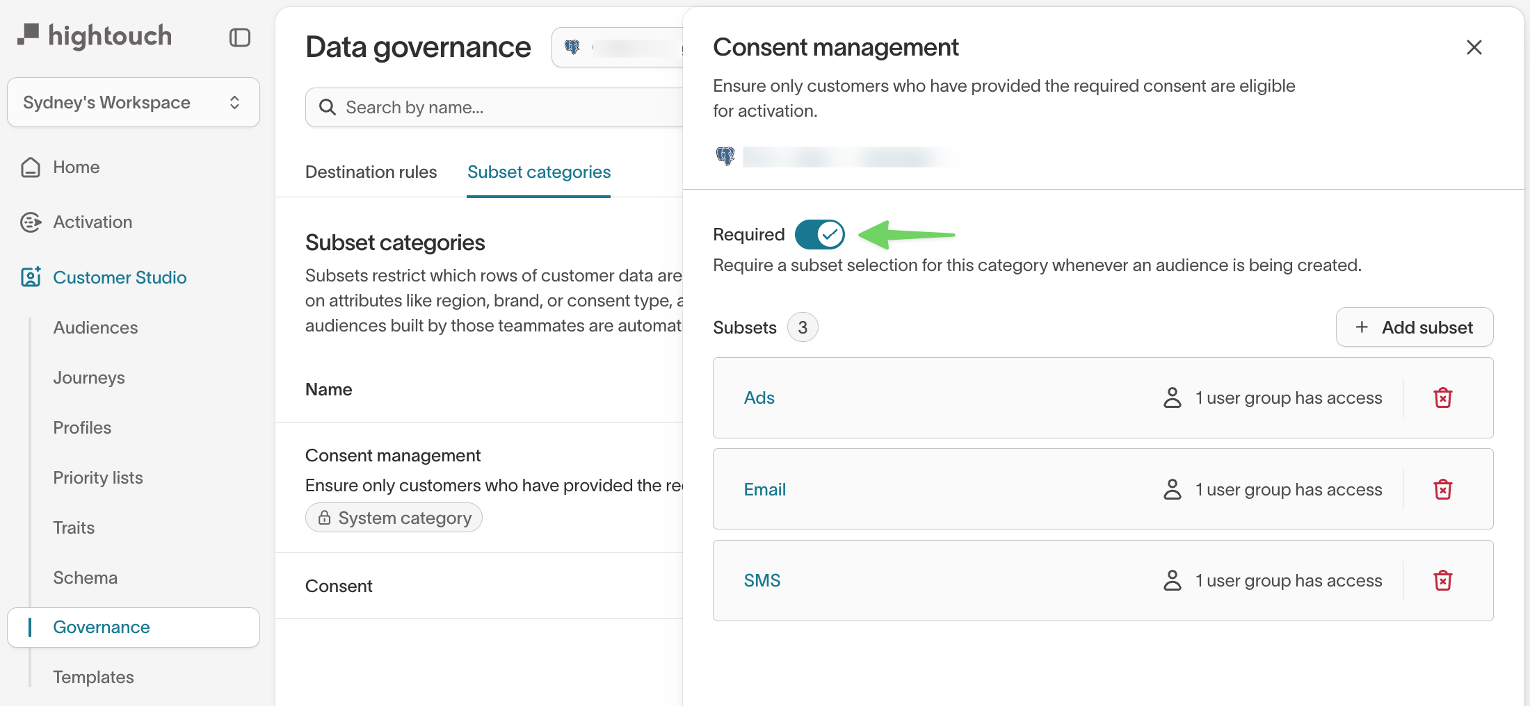 Subset required toggle